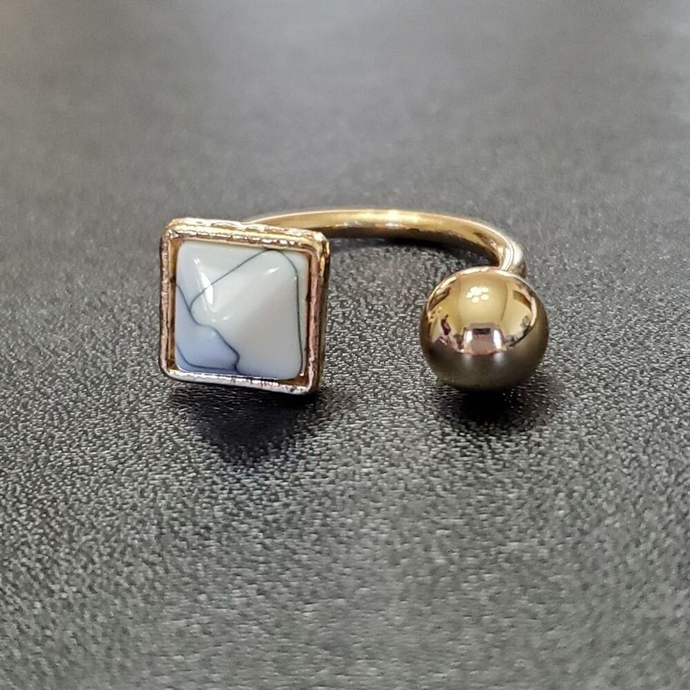 Gold tone ball and triangle ring Size 8